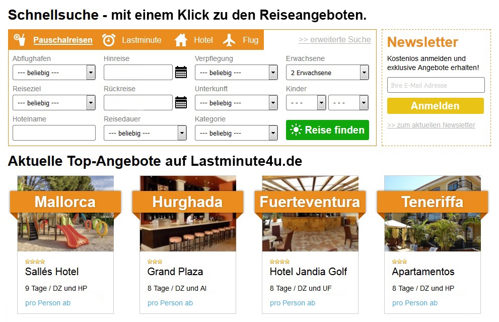 Lastminute Reiseangebote Aktuell